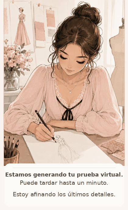 Ilustración animada de una diseñadora dibujando un vestido