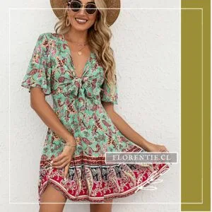 vestido primavera verano corto estampado floral paisley manga corta Esmeralda Florentie