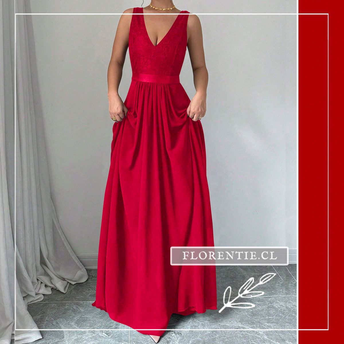 Vestido rojo con escote