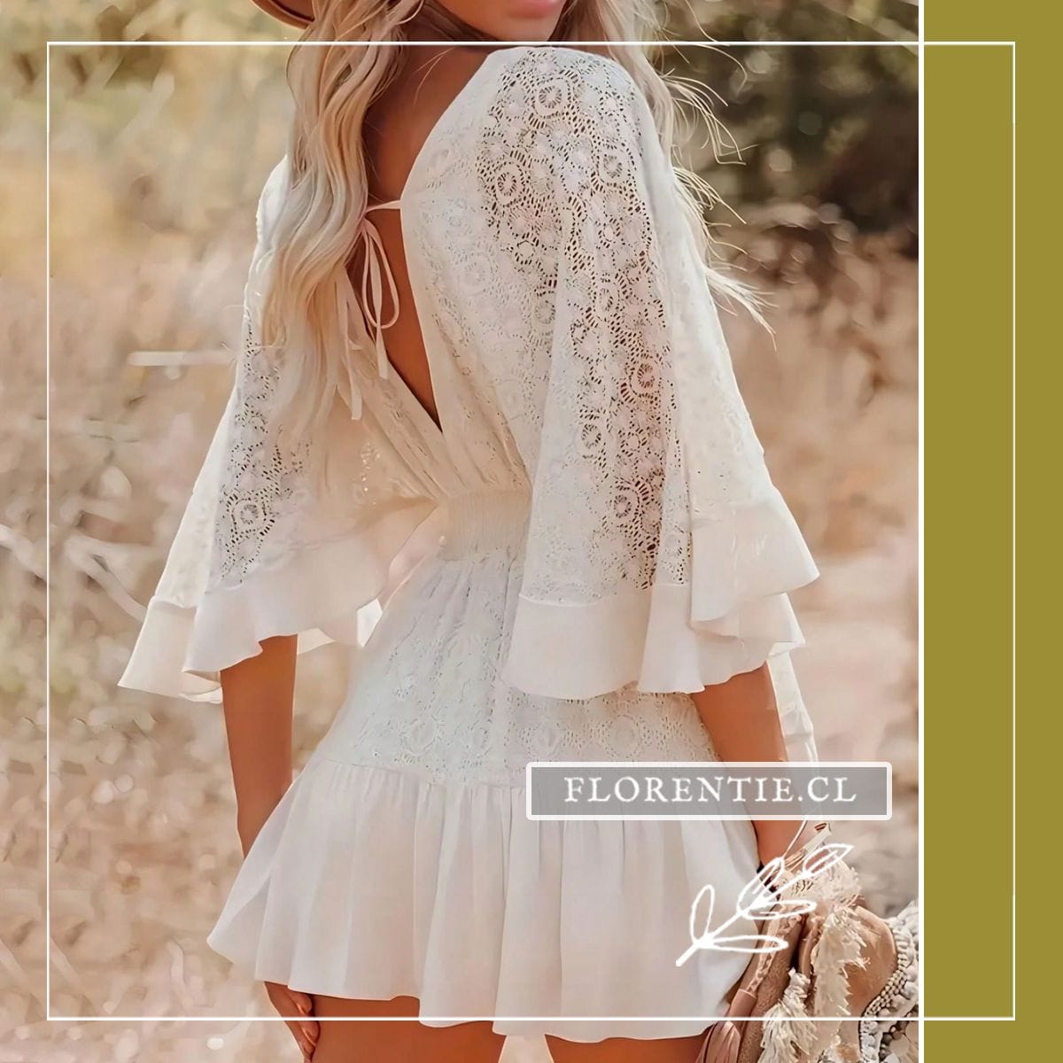 Espalda vestido boho encaje blanco