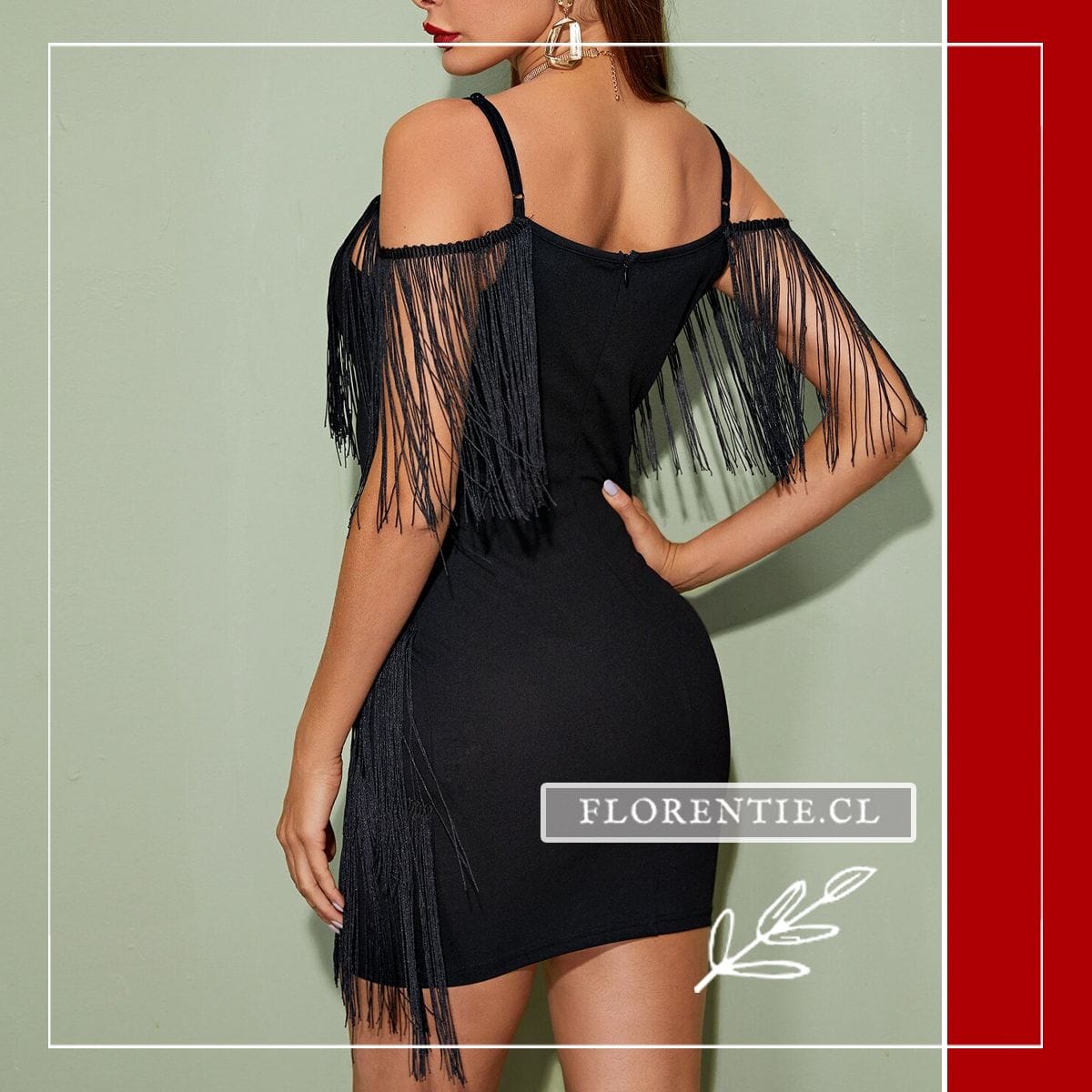 Espalda vestido corto con flecos