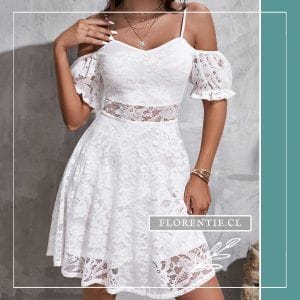 Vestido encaje blanco hombros descubiertos