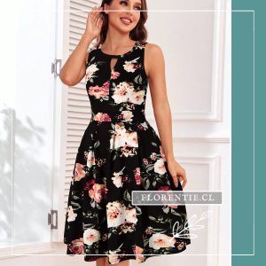 Vestido negro con flores amarillas