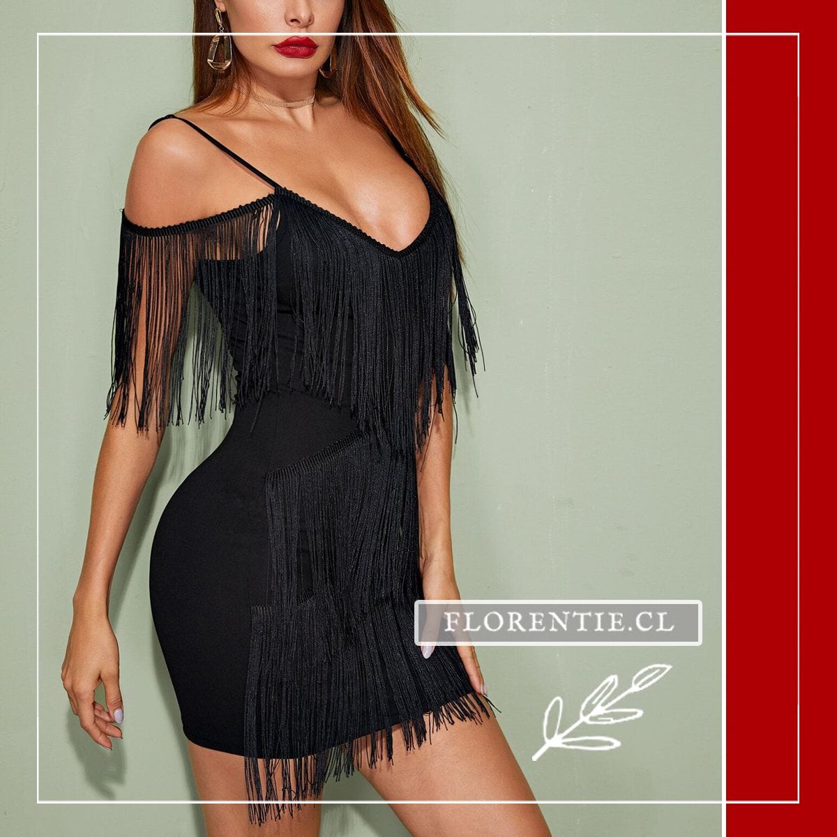 Vestido negro corto flecos estilo años 20