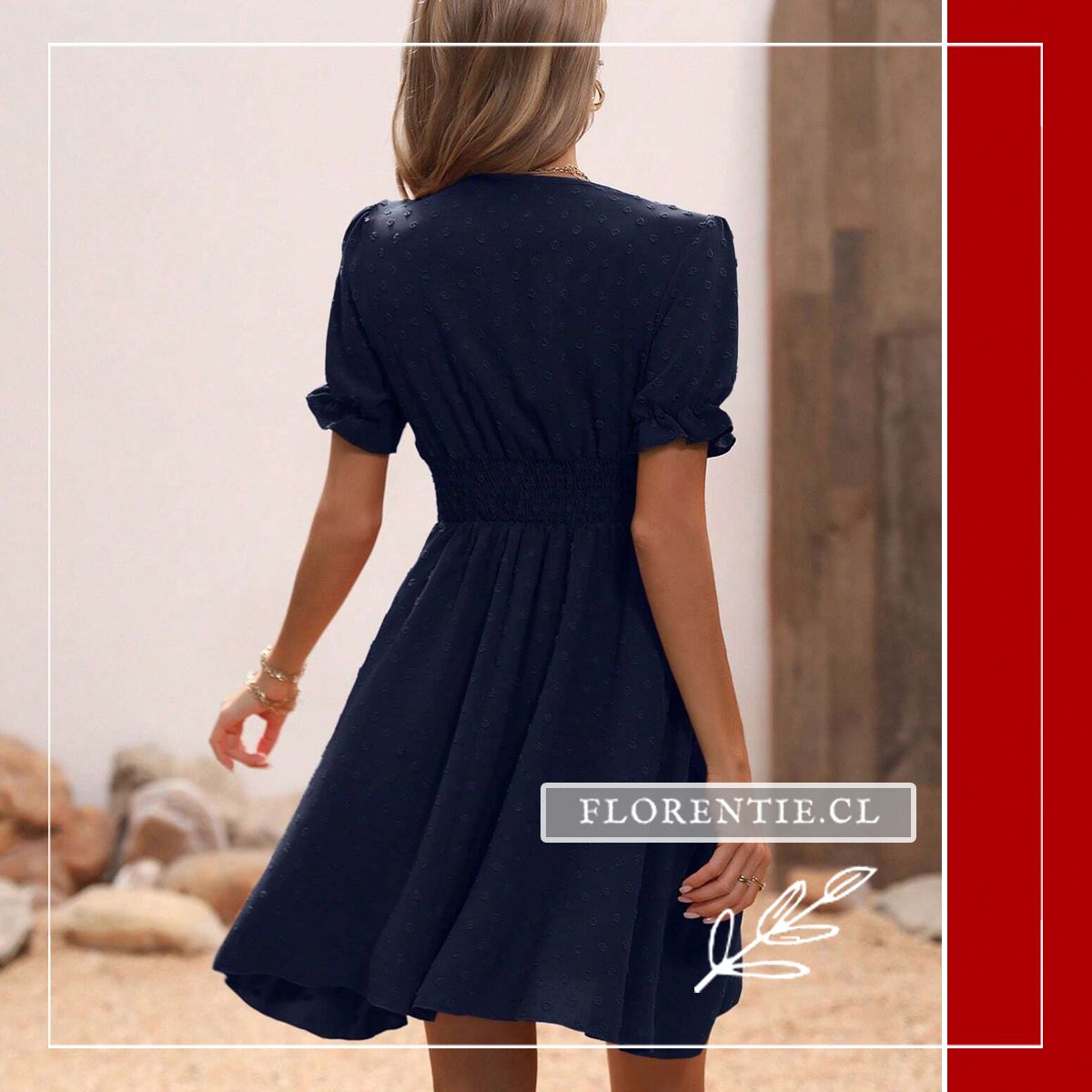 Espalda vestido corte A azul marino