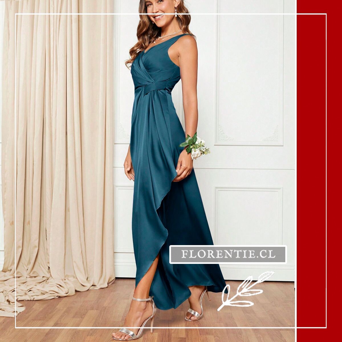 Vestido azul petróleo de fiesta