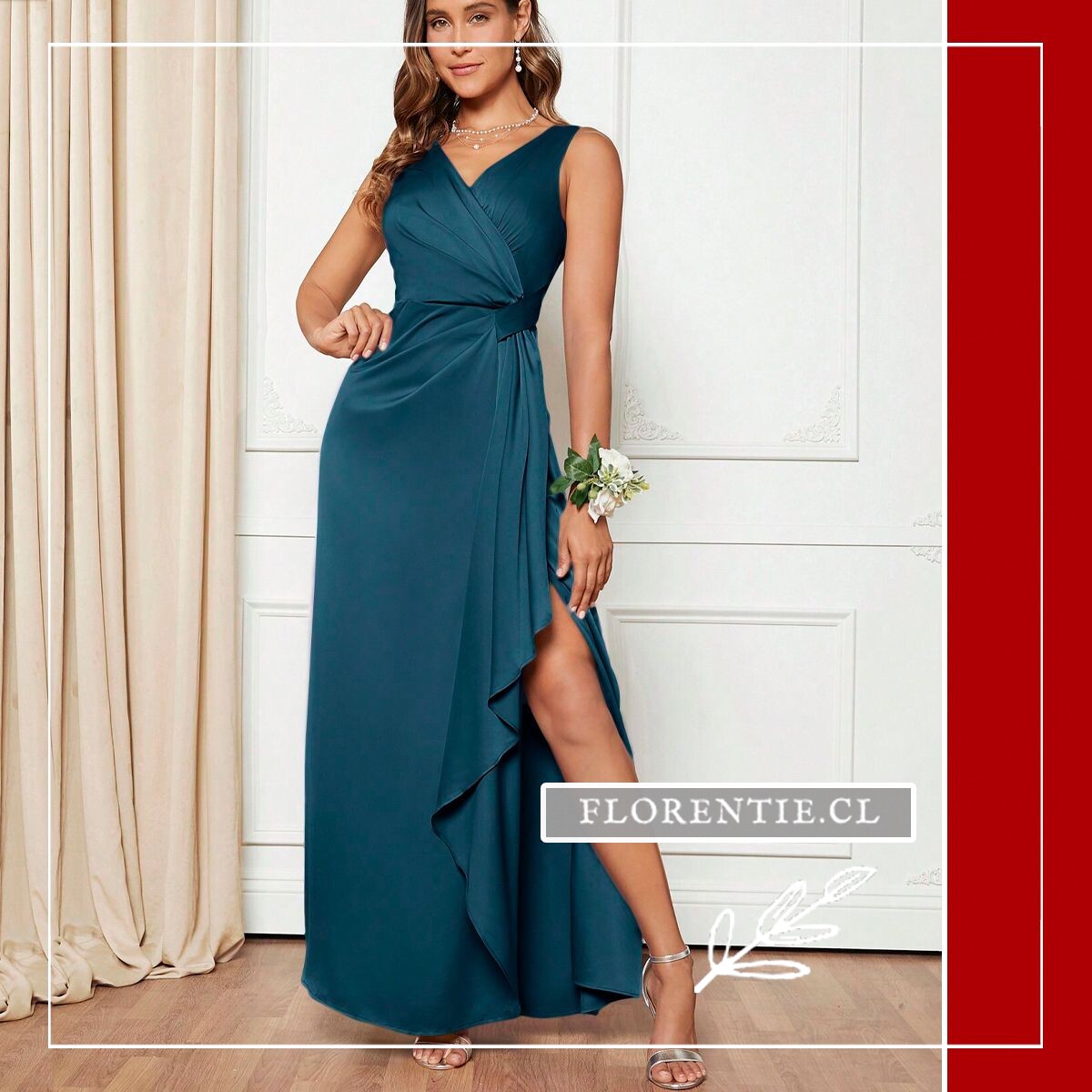 Vestido azul petróleo fiesta