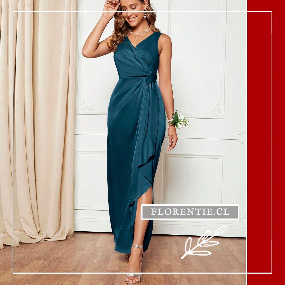 Vestido azul petróleo largo