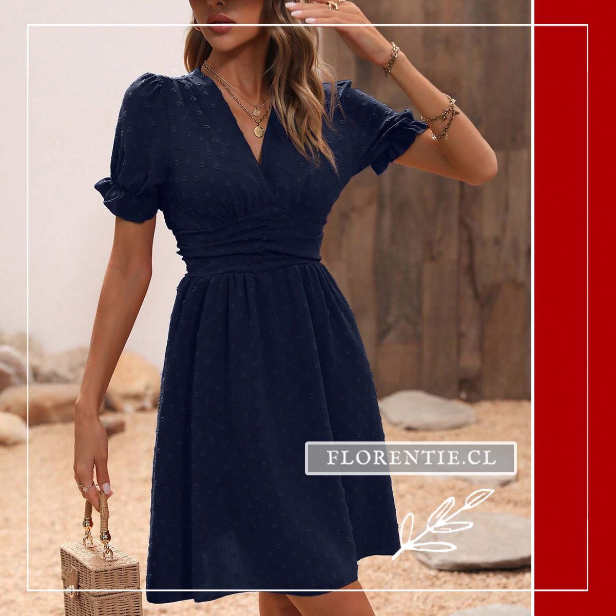 Vestido corte A azul marino