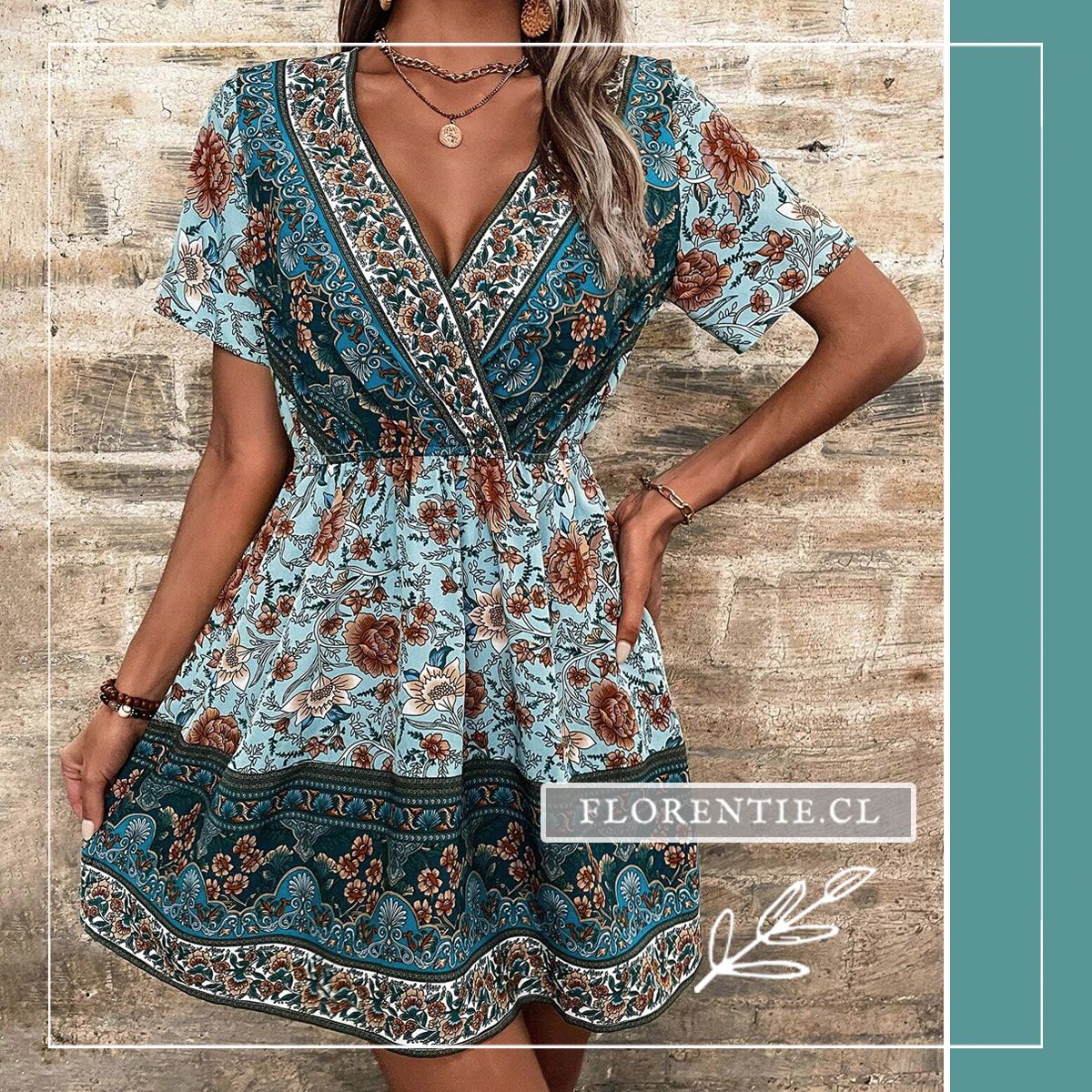 Vestido corte imperio corto floral