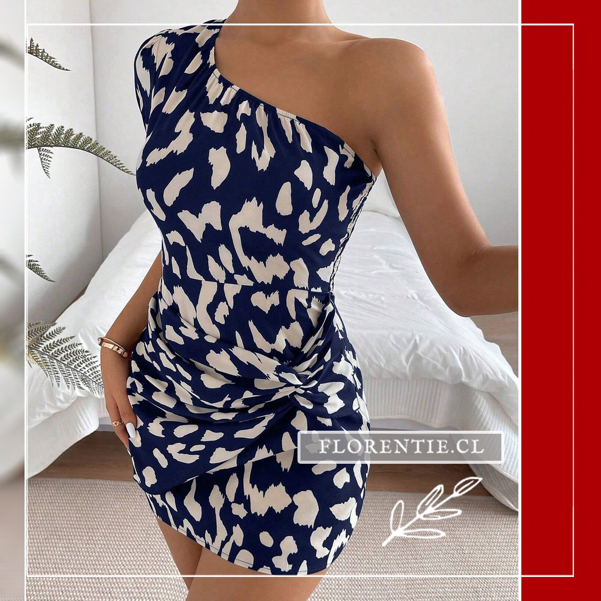 Vestido estampado azul y blanco