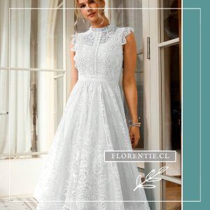 Vestido encaje blanco novia civil