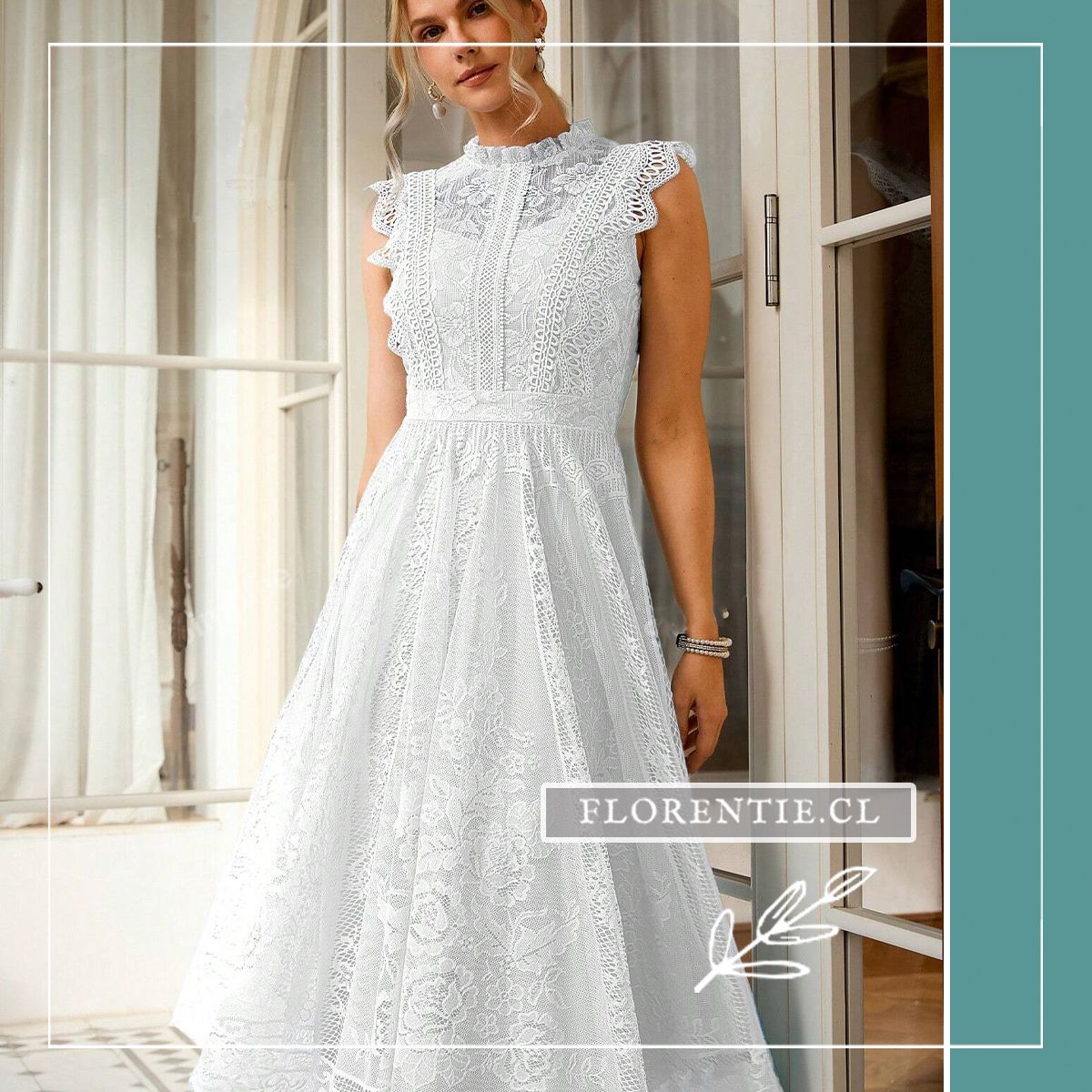 Vestido encaje blanco novia civil