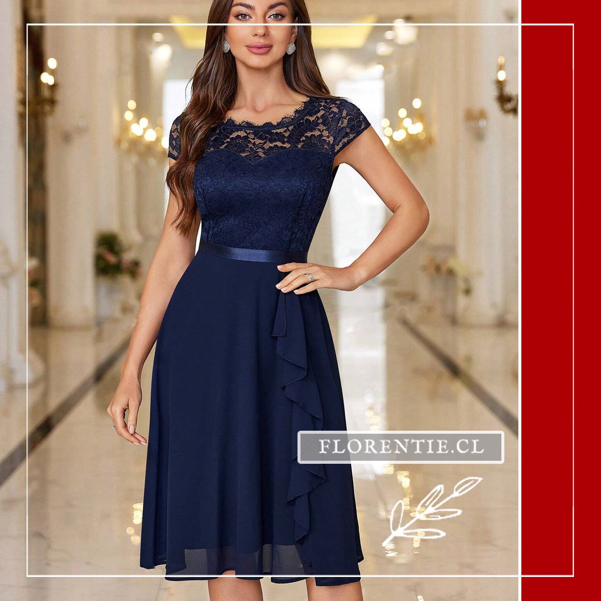 Vestido midi invitada azul