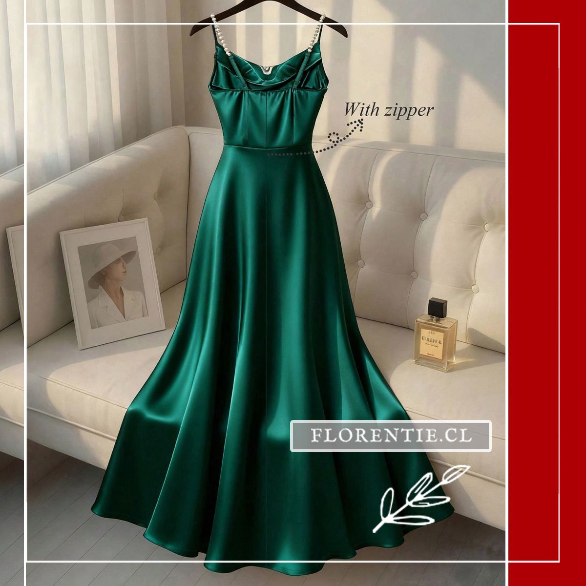 Espalda vestido verde jade