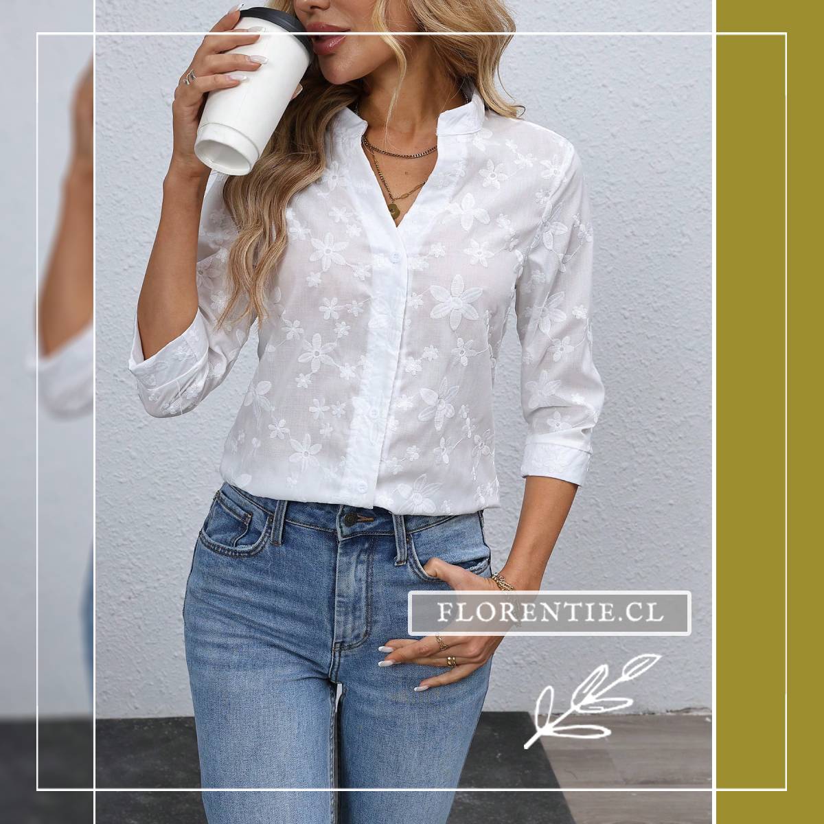 Blusa broderie blanca