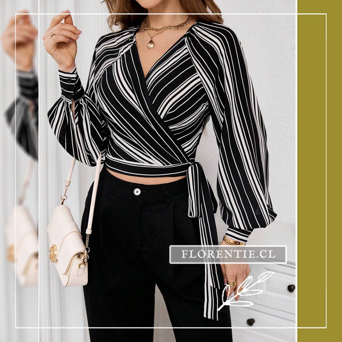Blusa negra rayas blancas