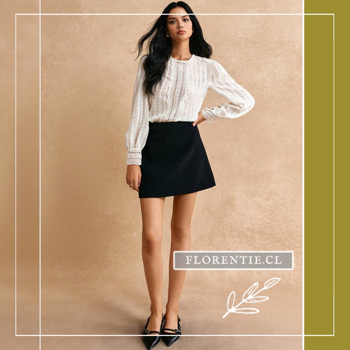 Blusa encaje transparente blanca