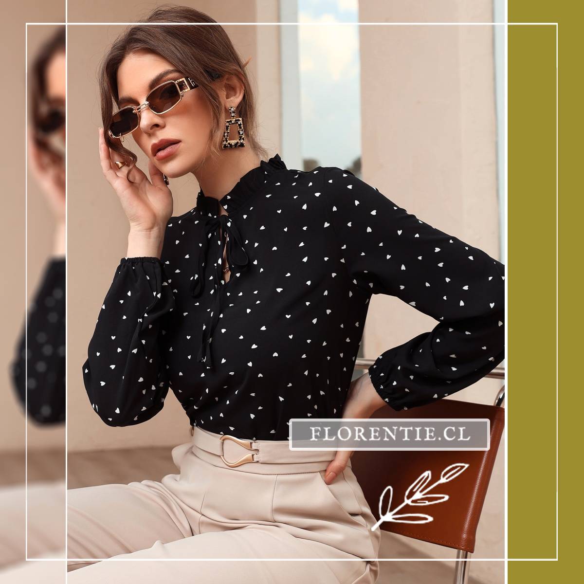 Blusa negra con corazones mujer