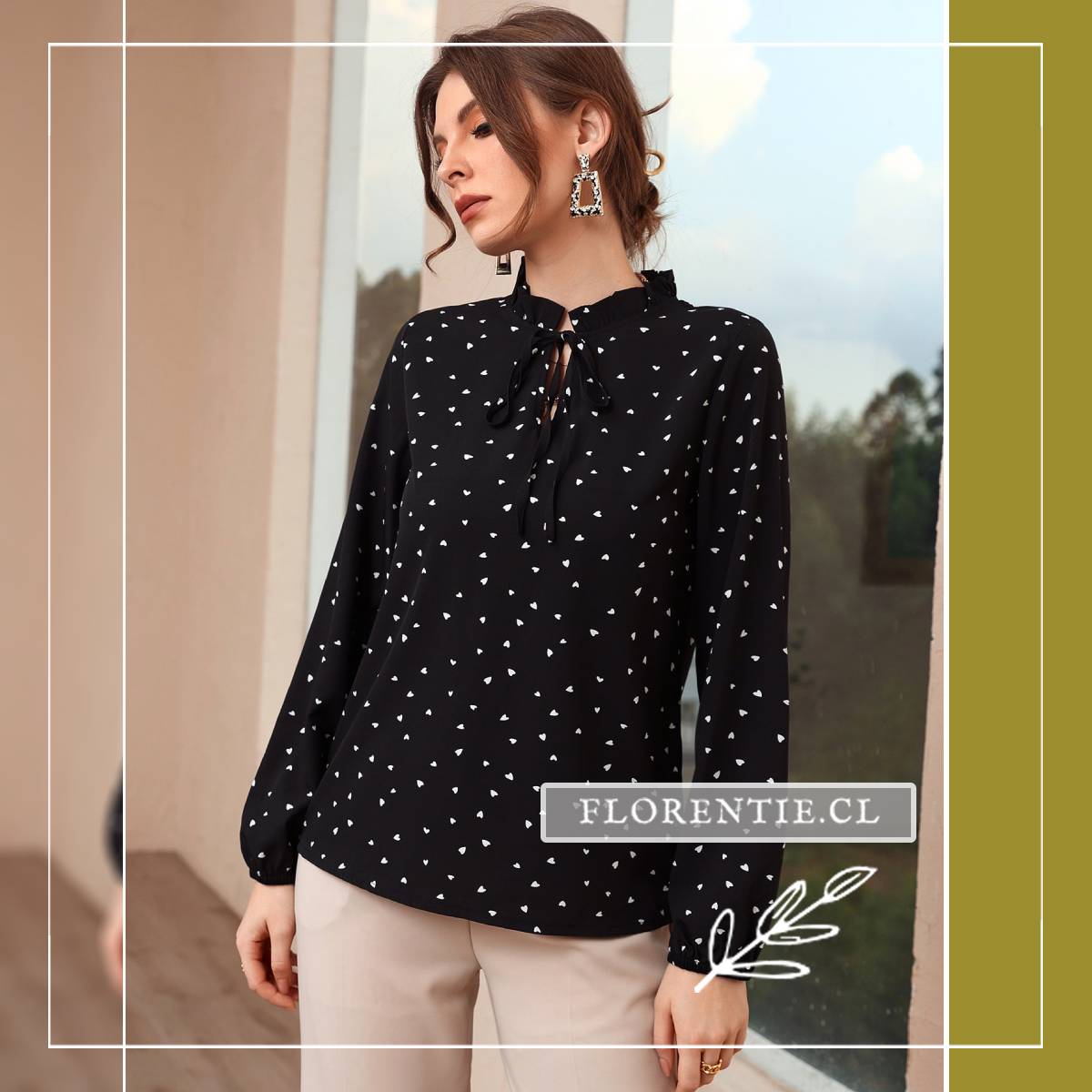 Blusa negra corazones blancos