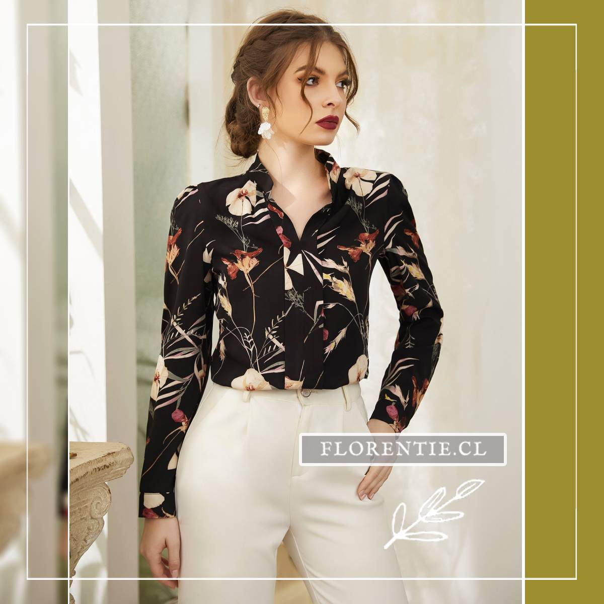 Blusa negra flores