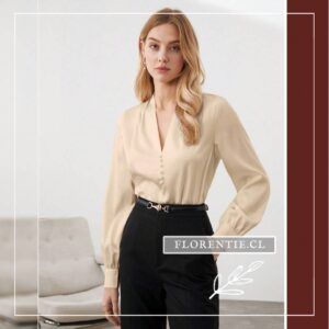 Blusa satin beige mujer