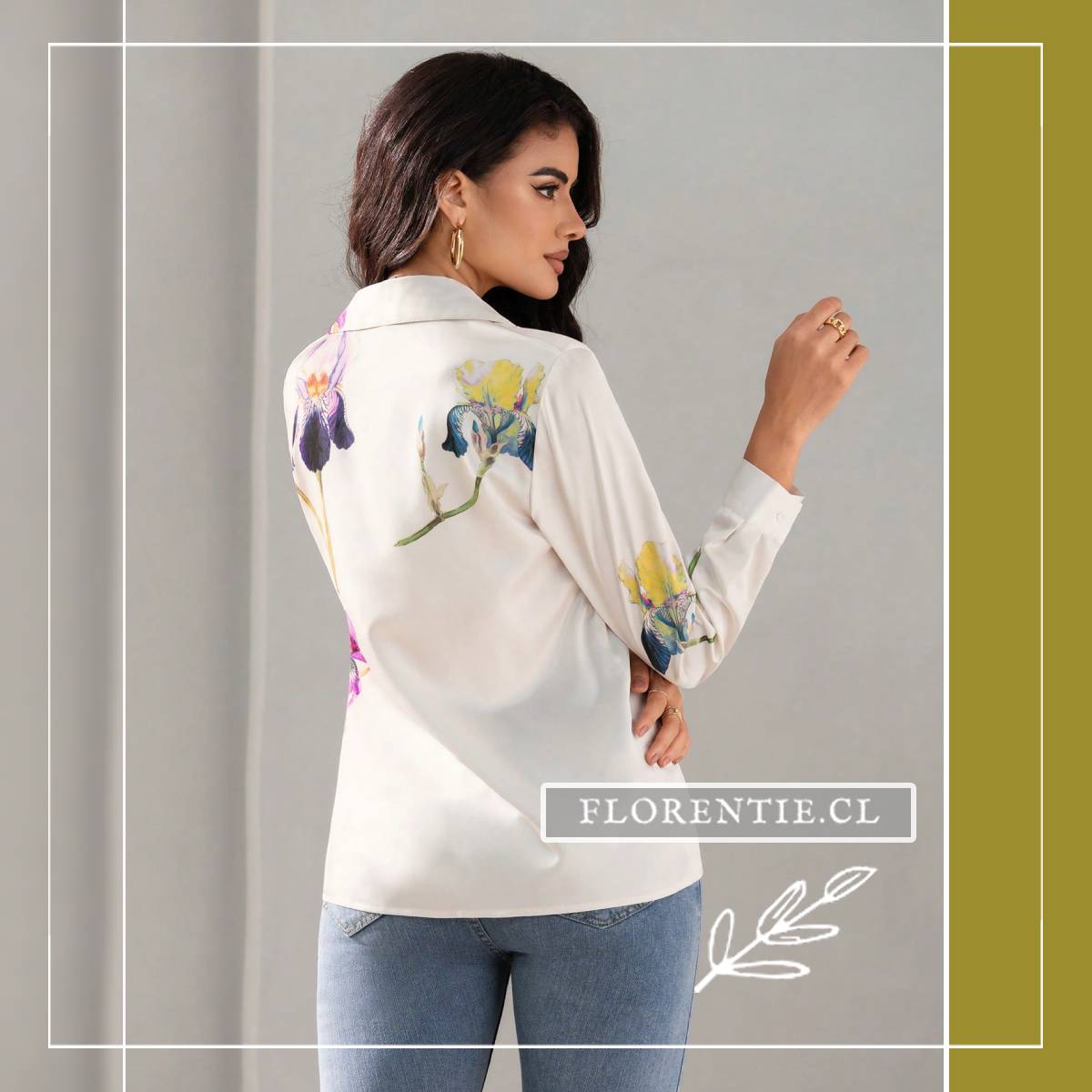 Espalda blusa flores elegante