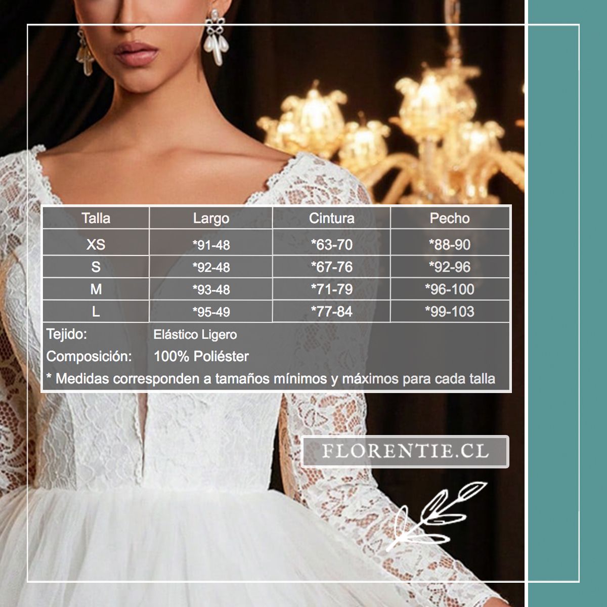 Medidas vestido novia corto arabesque