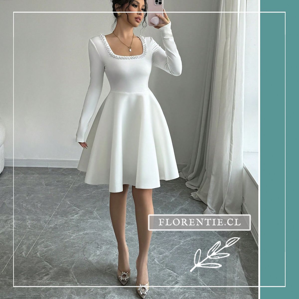 Vestido liso blanco mujer corto