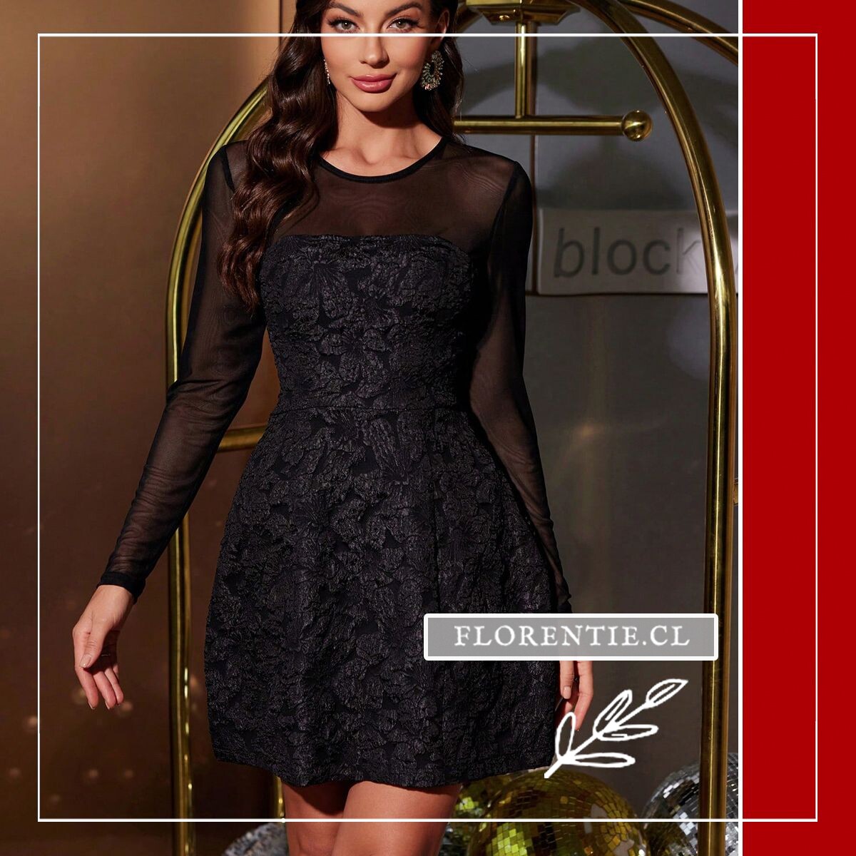 Vestido negro corto manga larga