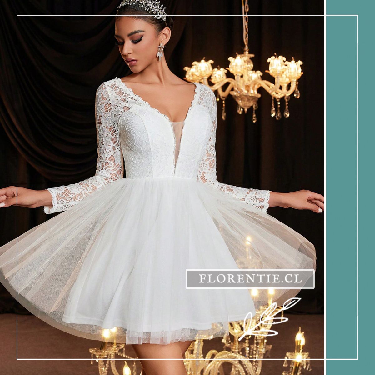 Vestido novia corto tul