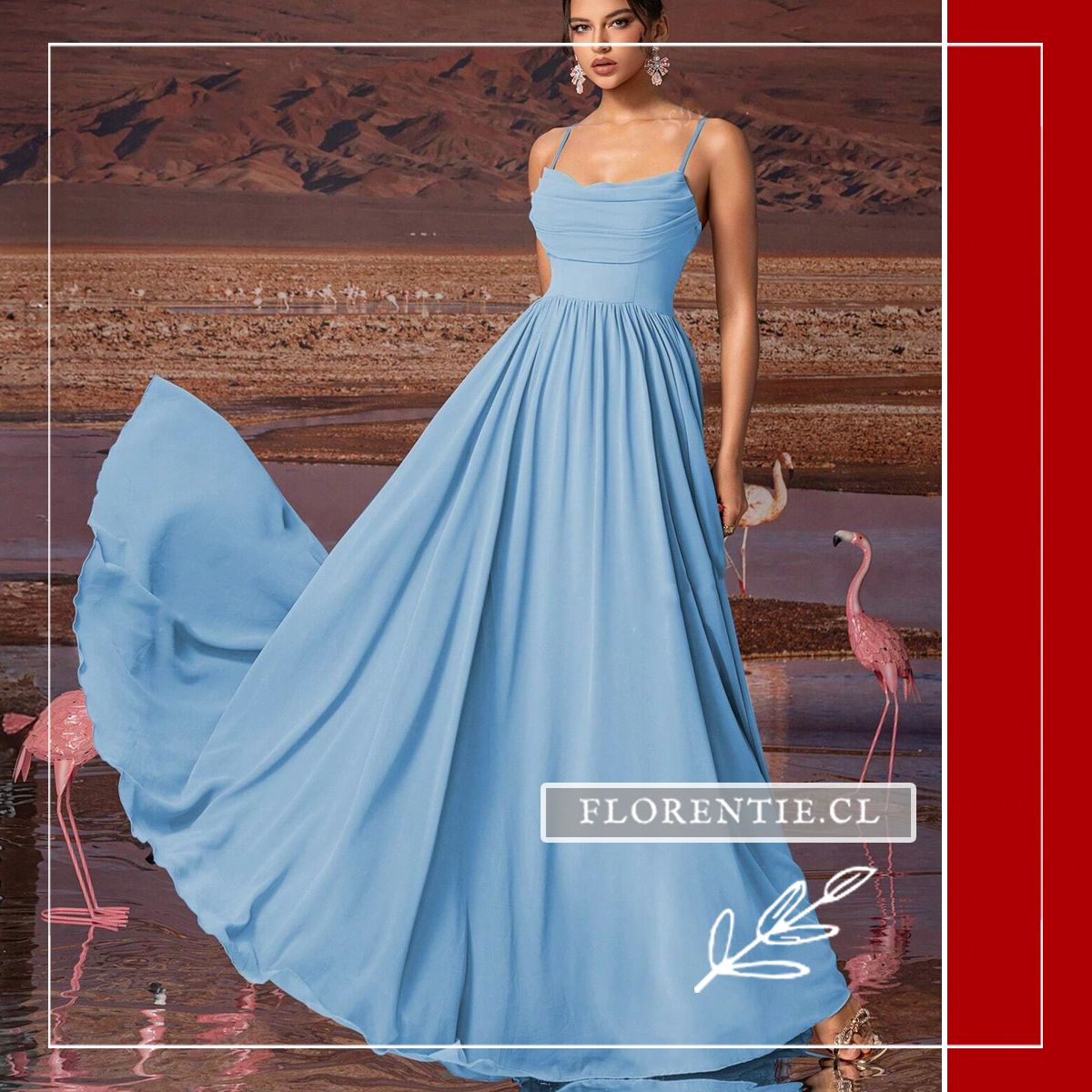 Vestido celeste largo Lindsay