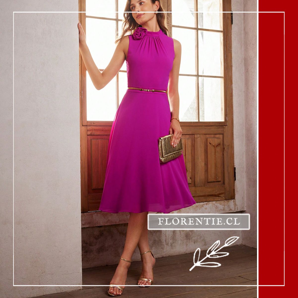 Vestido midi fucsia Diana