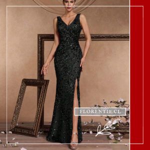 Vestido fiesta lentejuelas negro Vania