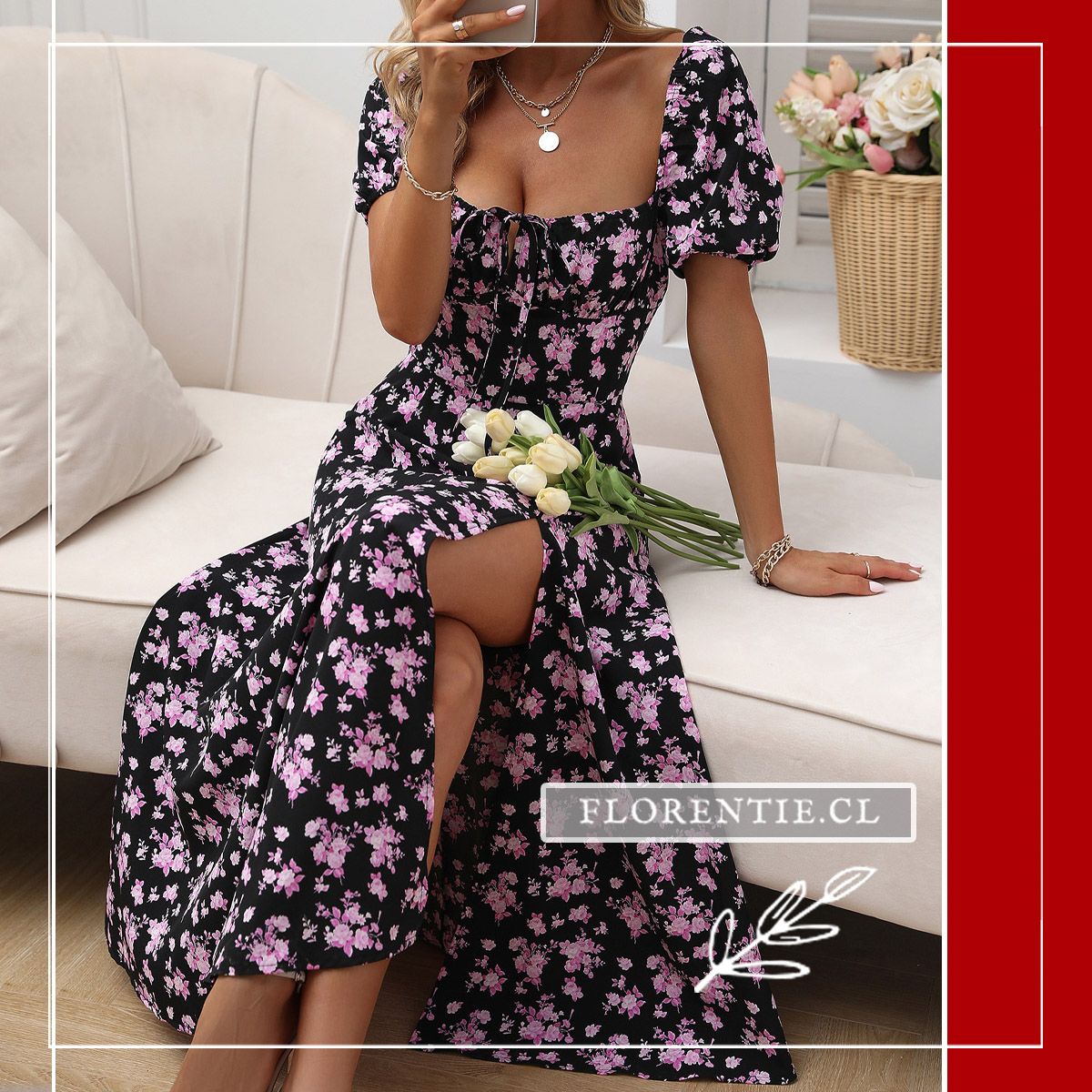 Vestido verano manga abullonada Rita