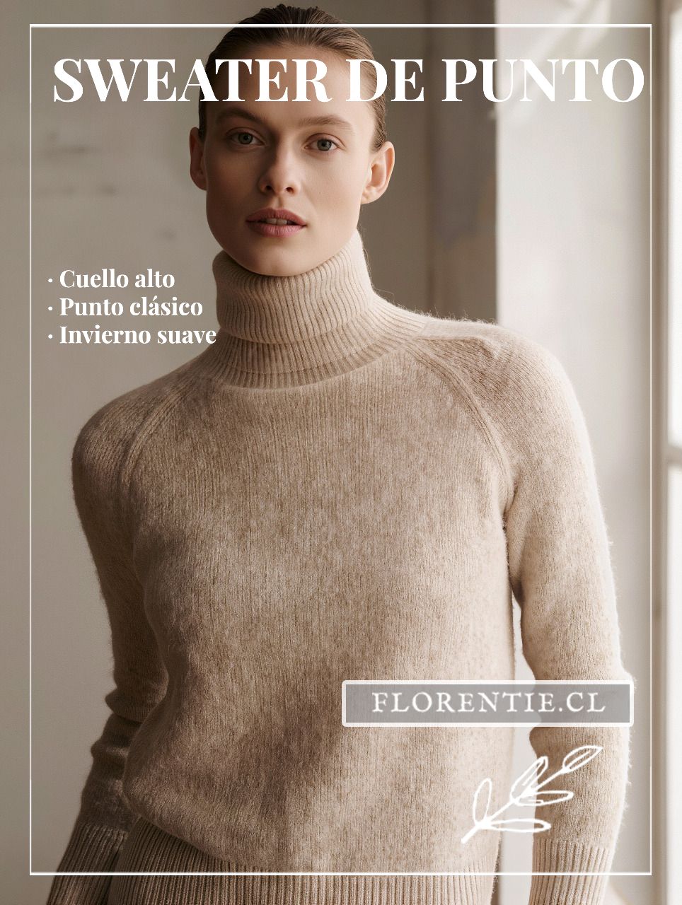 Sweater de punto medio para mujer — tejido semipesado con textura visible, ideal para otoño e invierno