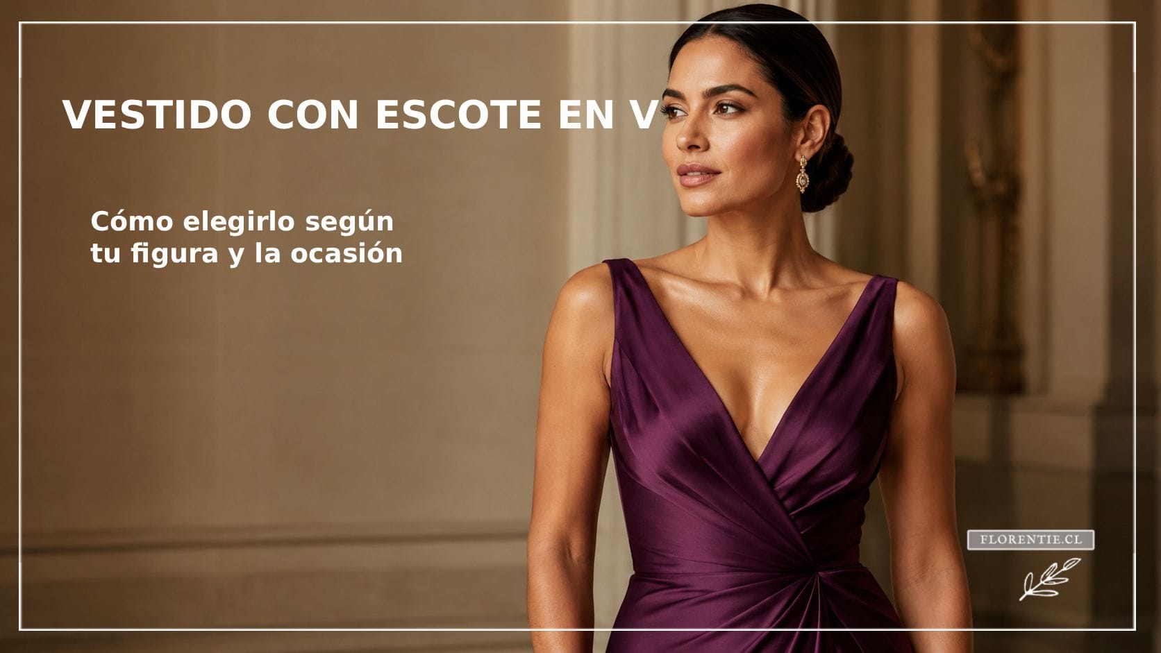 Vestido con escote en V — cómo elegirlo según tu figura y la ocasión Vestido de fiesta color berenjena con escote en V profundo y pliegues cruzados en el torso