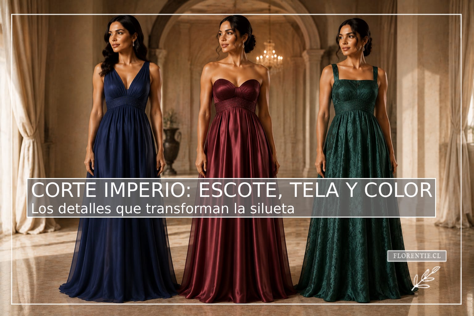 Cómo combinar el corte imperio con distintos escotes, telas y colores