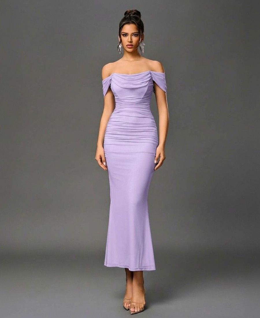 Vestido de cóctel de día color lila mujer - cómo combinarlo