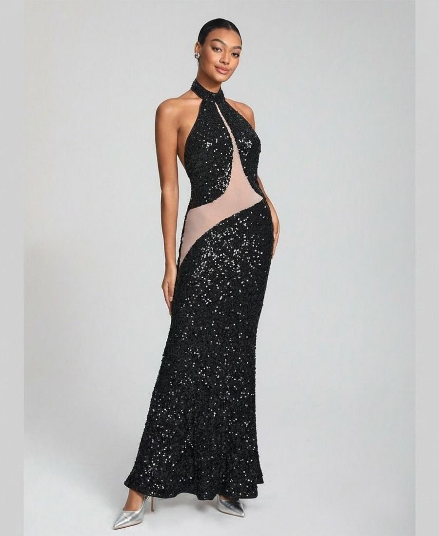 Vestido negro de lentejuelas mujer - cómo combinarlo